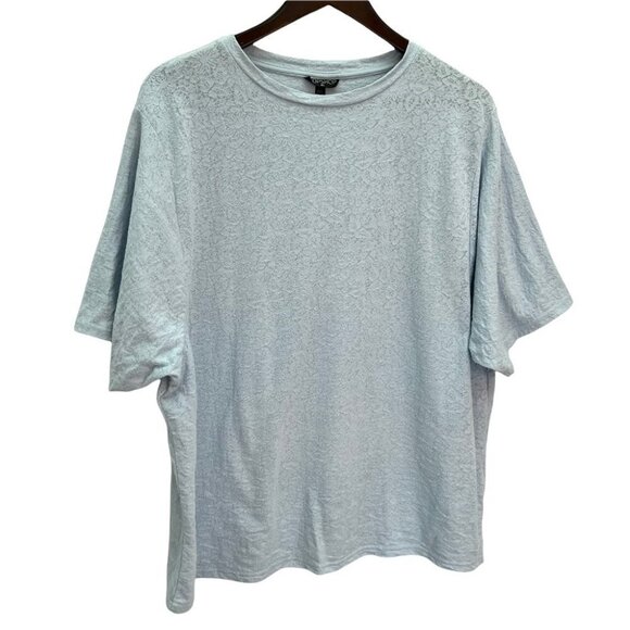 topshop💙boyfriend T-Shirt Light Blue Flower Embossed Size M/L - Picture 2 of 9